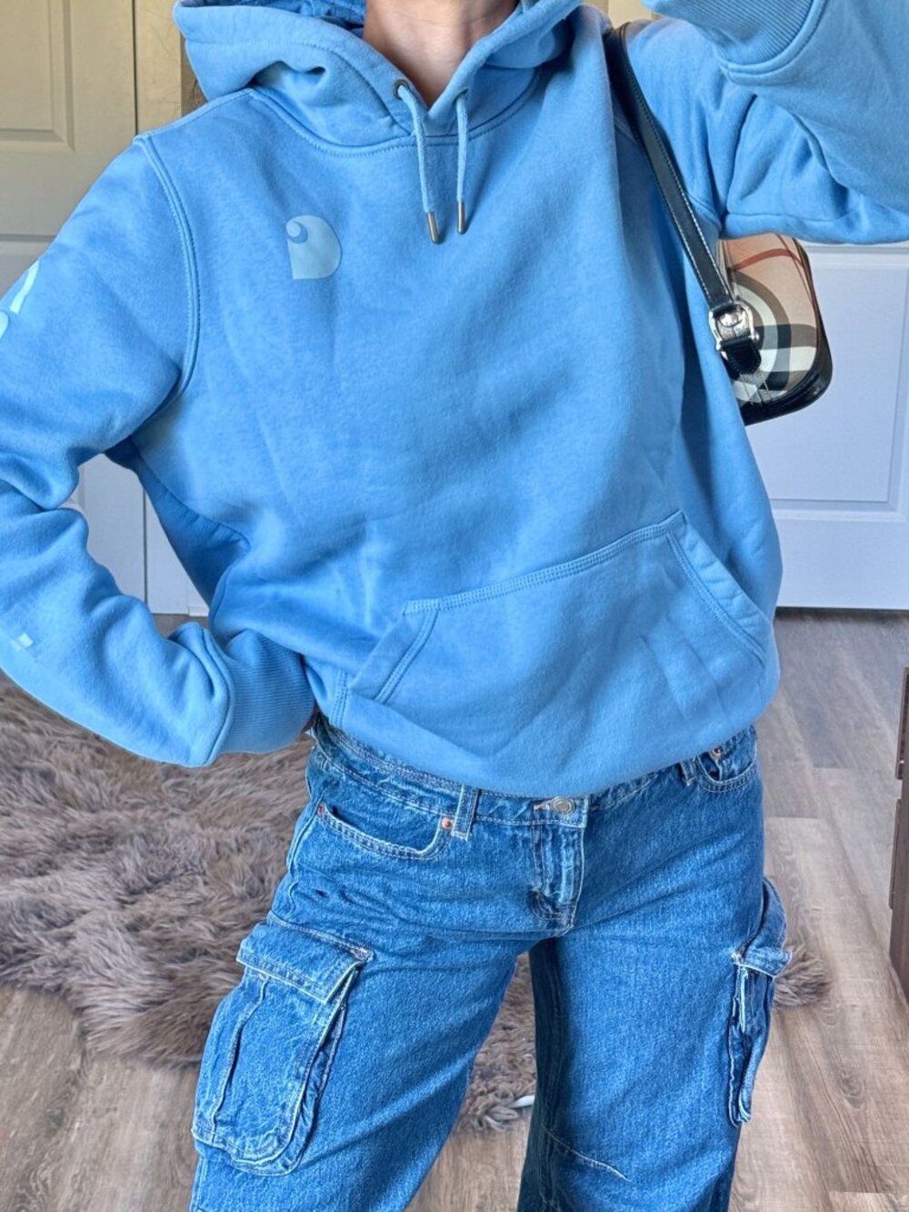 Carhartt Relaxed Fit Blue Hoodie Womens Large Lounge Workwear Skater Streetwear